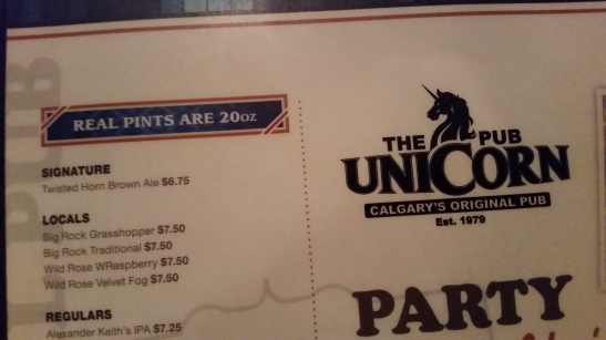 The Unicorn proudly states that their provide real pints. A full 20oz!